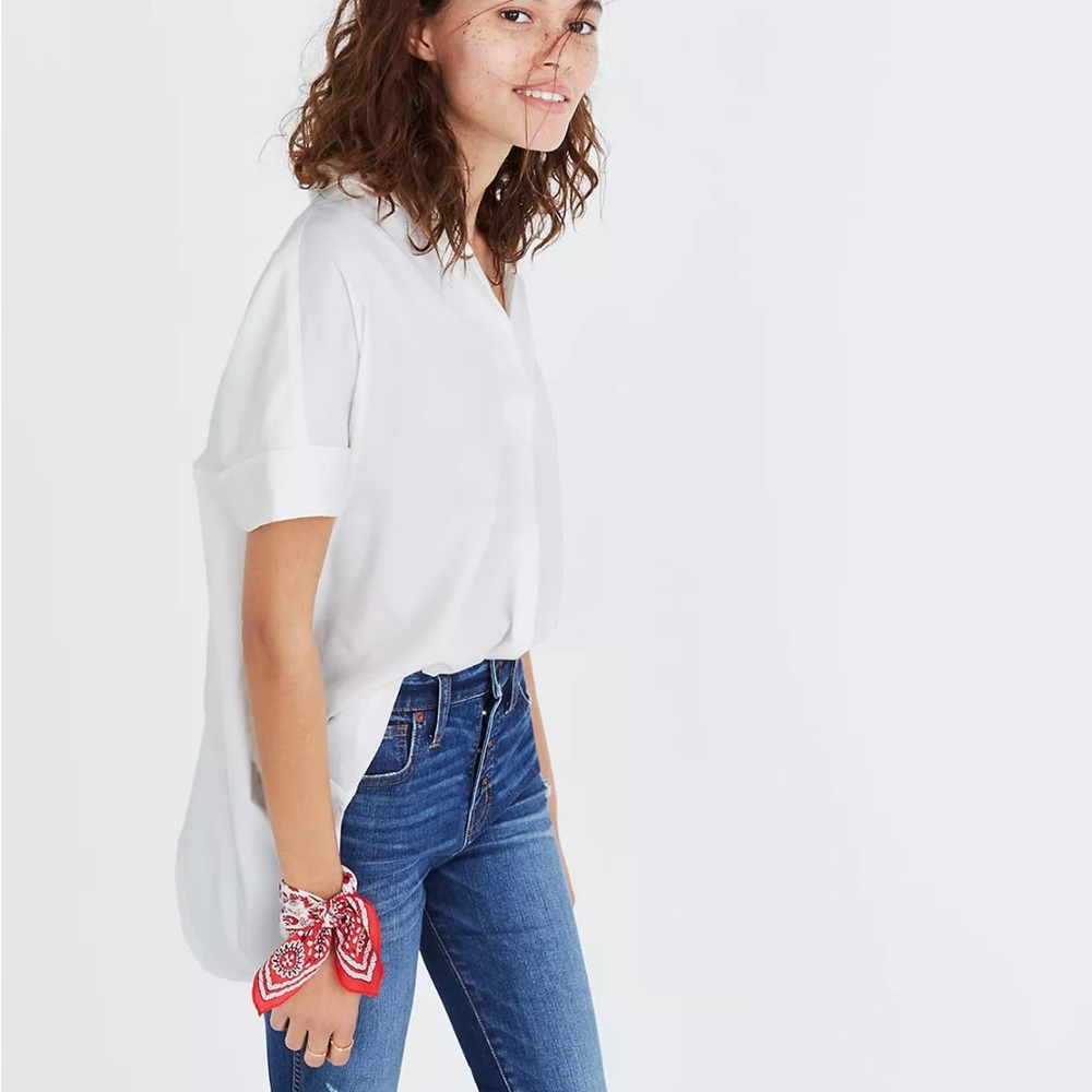 Madewell Courier Button-Back Shirt in White, Small